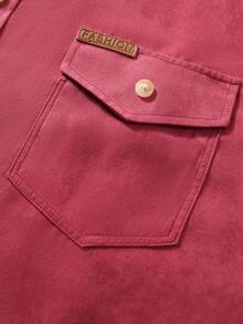 Manfinity Nomadique 男士西部牛仔风格休闲长袖衬衫 - 酒紅色 - 查看 7