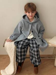 DAZY Young Boys Solid Color Single Breasted Hooded Overcoat