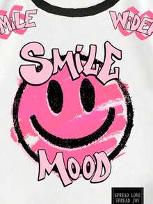 Slaydiva Conjunto de sudadera de cuello redondo y leggings de estilo casual de calle para mujer en otoño/invierno, de vuelta al colegio, estilo Y2K, ropa, estilo de calle, con gráfico de cara rosa