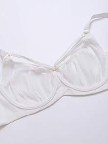 1 件女士花卉提花镂空设计时尚钢圈文胸 - 白色 - 查看 5