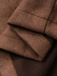 Dazy Plus Plus Size Women Elegant Thickened Long A-Line Suede Skirt, Fashion Autumn/Winter - Coffee Brown - View 3