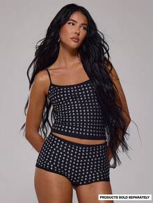 MUSERA 铆钉镂空修身背心，秋季晚宴、优雅性感派对、节日等场合皆宜，舒适百搭，春夏季节必备。 - 黑色 - 查看 1