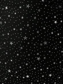 ROMWE Anime 星空印花图案，配五角星吊坠，大容量多口袋拉链透明口袋抽绳背包，时尚百搭，适合上学、度假、聚会、购物等场合。 - 黑色 - 查看 3