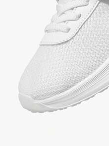 JNSQ Kids' Solid Color Breathable Mesh Casual Sneakers, Sport White Shoes - White - View 5