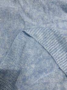 SHEIN LUNE 女式纯色V领休闲百搭长袖套头毛衣 - 淺藍色 - 查看 6