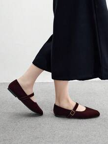 CUCCOO BIZCHIC 女士时尚通勤百搭休闲玛丽珍平底鞋 - 咖啡棕 - 查看 3
