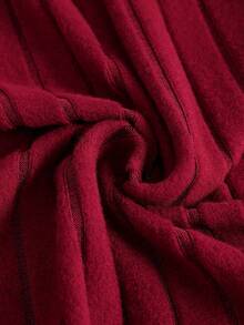 Vestito elegante vintage natalizio rosso in rete con maniche lunghe e vita stretta per ragazze pre-adolescenti, vestito a maniche lunghe con pois e costine rosse adatto per Ognissanti, Natale, Capodanno, primavera e autunno - Bordò - Visualizzare 7