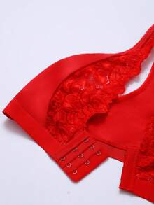 1 Stück Weihnachts-Spitzen-Patchwork Vorderverschluss Drahtloser BH Damen Wäsche BH