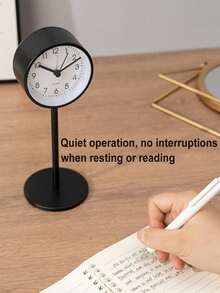 1 pieza Reloj despertador de dormitorio, negro, estilo simple, material de metal, para decorar la mesita de noche, la oficina, la sala de estar, un reloj de mesa muy hermoso, silencioso cuando funciona, no molestará el descanso y la lectura. Reloj digital para decoración de habitación, decoración de dormitorio, decoración de dormitorio, de vuelta a la escuela, decoración escolar, sorpresa escolar, decoración del hogar, útiles escolares - Multicolor - Ver 11