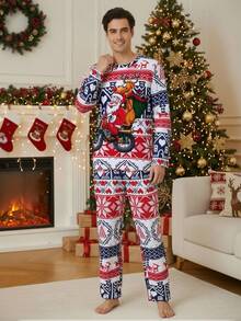 Manfinity NXTstreet Men's Christmas Holiday Novelty Print Pajama Set - Multicolor - View 4
