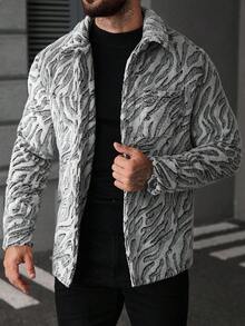 Manfinity Roughcore 男士加大码抓绒成熟休闲INS热销外套。适合日常穿着，男士外套，适合圣诞节、新年假期、派对、晚宴、秋冬季。男士都市保暖格子长袖美式外套，送给朋友、丈夫、男友的礼物。男士抽象印花长袖休闲图案外套。 - 彩色 - 查看 5