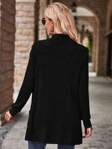 EMERY ROSE Áo khoác nữ tay dài đơn giản, tối giản, màu trơn - màu đen - Xem 2