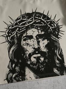 PAVTROS 男式字母和图案印花圆领长袖休闲 T 恤 - 卡其色 - 查看 3