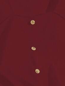 GlowEve 女士时尚商务休闲纯色长袖T恤 - 酒紅色 - 查看 5