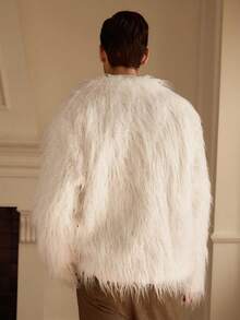 HIMLAND Men's Casual Loose Long Sleeve Faux Fur Coat, Winter - Multicolor - View 3