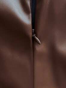 Sweetra 女士性感紧身迷你裙，纯黑色，复古美式风格，四季皆宜 - 棕色 - 查看 4