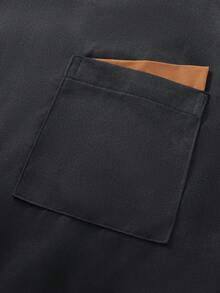 Manfinity Homme 男士立领撞色滚边单排扣黑色厨师衬衫 男士立领长袖厨师服 男士厨师制服外套 长袖男士厨师长袍 长袖厨师制服 - 黑色 - 查看 3