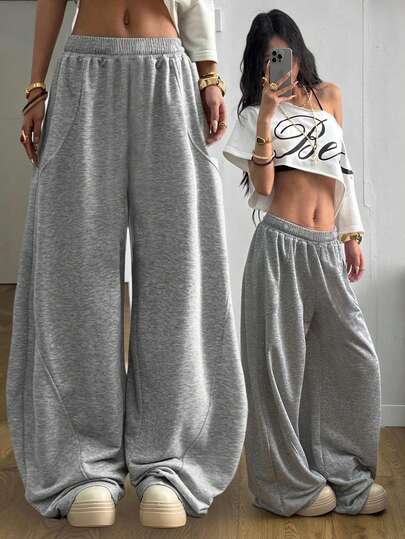 Tween Girls Loose Casual Basic Solid Color Design Chuns Pants, Suitable For Daily Commute, Leisure, Vacation, Gathering With Friends, Street Photography, All Seasons