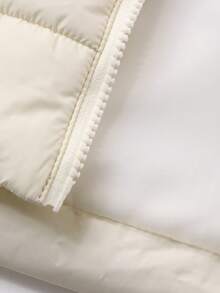 DAZY 女式休闲毛领拼布棉服外套，秋冬 - 米色 - 查看 10