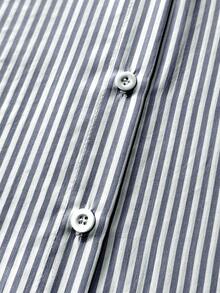 Franclia Classic Striped Long Sleeve Shirt, Delicate Embroidered Pattern, Loose & Comfortable Fit - Multicolor - View 5