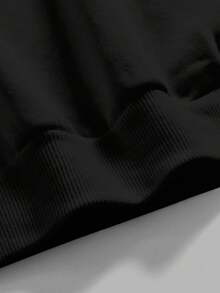 EMERY ROSE Fashionable Christmas Shiny English Text Santa Hat Women Drop Shoulder Crew Neck Sweatshirt - Black - View 4