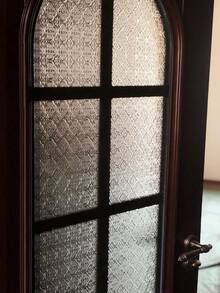 1 Roll Vintage Geometric Pattern Glass Film, Privacy Window Film, Glass Window Sticker, Reusable Non-Adhesive Glass Decoration For Home And Office