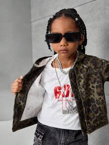 Chaqueta con capucha de jean con estampado de leopardo para niño - Multicolor - Ver 6