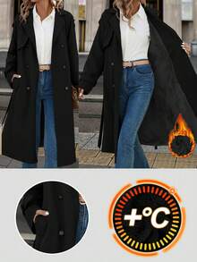 Solivie 女士保暖内衬风衣，秋冬外套 - 黑色 - 查看 3