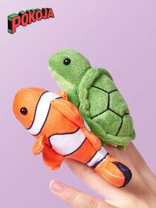 1pc Funny Ocean Series Animal Finger Puppet Plush Doll, Mini Shark, Orca, Turtle, Crab, Octopus, Clownfish Finger Puppets, Parent-Child Interactive Doll, Children's Birthday Gift - Multicolor - View 9