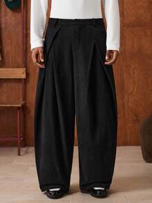 SWAVVY Quần nhung kẻ thời trang thường ngày cho nam, Thu/Đông - màu đen - Xem 1