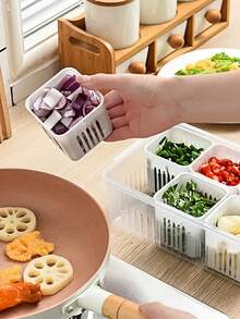 1 Set Of Multi-Grid Food Storage Box. - Clear - View 4