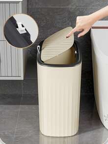 1pc Slim Garbage Can With Lid, Ideal For Bathroom & Narrow Spaces,Light Luxury Slit Trash Can,Kitchen,Bathroom,Home,Household Supplies