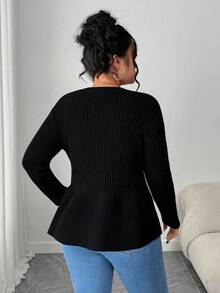 Elenzga Cardigan com Botões, Gola V, Ajustado, Estampa Floral em Retalhos e Barra Assimétrica, Plus Size, Outono/Inverno para Mulheres