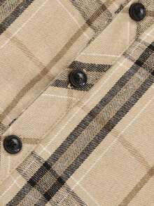 SHEIN Bộ quần yếm nhung kẻ caro 2 món cho bé trai sơ sinh, Bộ quần yếm nhung kẻ caro cho trẻ sơ sinh, Trang phục thường ngày mùa thu/đông cho bé trai, Quần áo trẻ sơ sinh màu be trung tính, Bộ áo sơ mi kẻ caro cho bé trai sơ sinh 6 tháng - 3 tuổi - Màu be - Xem 7