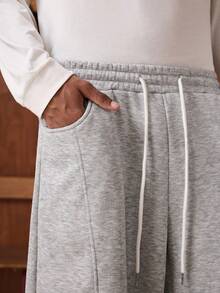 SWAVVY Men's Thermal Lined Standard Size Light Grey Sweatpants, Elastic Waist, No Back Pockets, Autumn/Winter - Light Grey - View 4