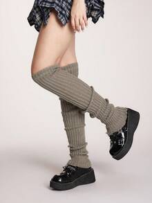 ROMWE Kawaii White Women's Leg Warmers - dark gray - View 2