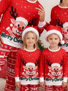 HIMLAND Men's Holiday Christmas Reindeer Print Long Sleeve Top And Pants Pajama Set - Multicolor - View 3