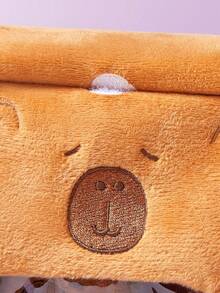 19厘米/7.48英寸可爱水豚包毛绒玩具包，内含4只可爱水豚毛绒动物，内含一袋面包水豚零食包，毛绒仿真水豚玩具，适合儿童圣诞节生日派对礼物房间装饰 - 棕色 - 查看 5