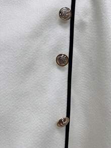 Franclia White Black,Summer,Elegant,Formal Women's High-End Design White A-Line Skirt With Black Trim,Unique Stylish Asymmetrical Skirt,Plus Size Winter Skirt - Black and White - View 4