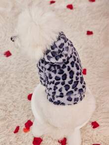 PETSIN 1件宠物豹纹连帽卫衣，保暖时尚，适合狗狗，秋冬季穿着 - 彩色 - 查看 4