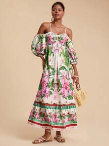 Travachic 女士度假梭织印花露肩连衣裙 - 彩色 - 查看 7