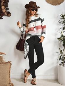 EMERY ROSE 女式纯色前扣简约修身休闲牛仔裤 - 黑色 - 查看 7