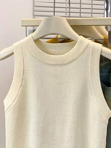 SHEIN 女式纯色简约无袖针织背心，休闲日常穿着