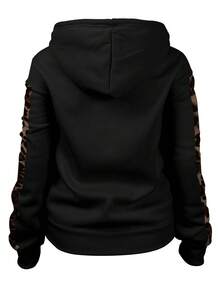 Sudadera informal de talla grande con estampado de leopardo y parches, otoño/invierno - Multicolor - Ver 2
