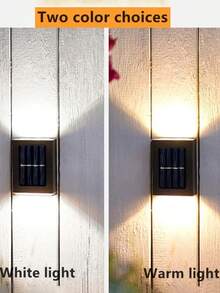 1-6 Peças Luzes de Parede Solares, Luzes Solares LED para Jardim Externo, Luminárias Decorativas de Parede para Jardim, Lâmpadas de Parede de Plástico Impermeáveis de 2 Cabeças para Iluminação Externa, Iluminação de Rua, Decoração de Varanda, Pátio e Gramado de Casa - Multicolorido - Visão 9