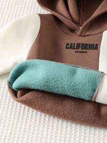 Cozy Pixies Baby Boy Letter Pattern Contrast Color Patchwork Soft Knit Sweatshirt - Brown - View 7