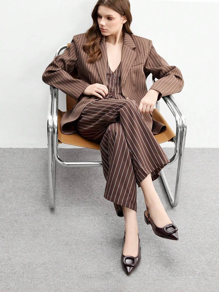 CUCCOO BIZCHIC Solid Color Casual Minimalist Chunky Heel Backless Women Flat Shoes For Christmas Spring Shoes