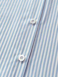 Franclia Áo sơ mi dài tay kẻ sọc cổ điển, họa tiết thêu tinh tế, dáng rộng và thoải mái - Nhiều màu - Xem 5