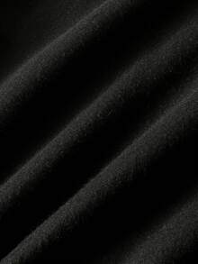 ROMWE MEN Goth Men's Fleece Collar Religious Letter Graphic Loose Zip-Up Hoodie Sweatshirt, Long Sleeve Top - Black - View 7