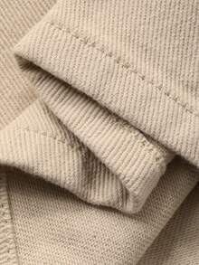 Dazy Plus 2 件大码女式牛仔套装，短款口袋翻领宽松上衣夹克和直筒牛仔裤，街头风格 - 杏色 - 查看 3